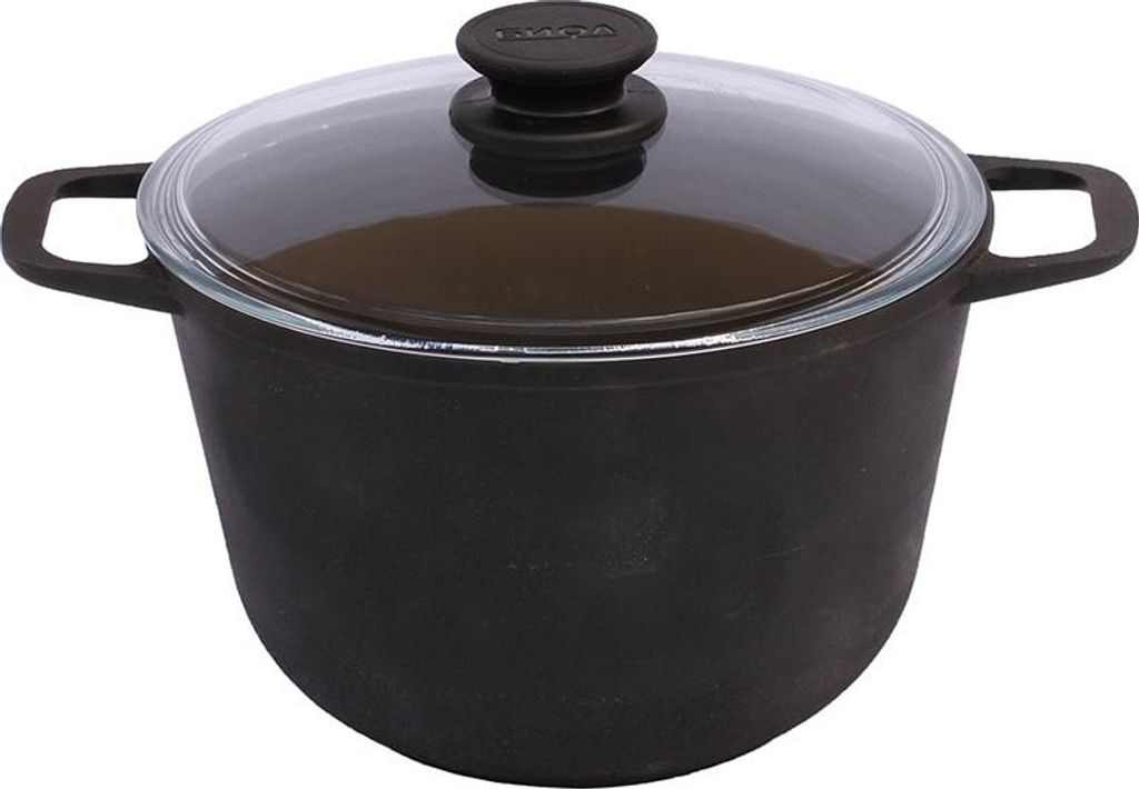 BIOL Kochtopf aus Gusseisen 6 L 26cm mit Glasdeckel Induktion Gusstopf