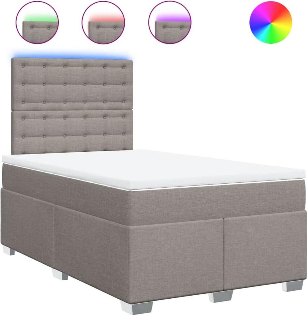 vidaXL Boxspringbett mit Matratze Taupe 120x200 cm Stoff