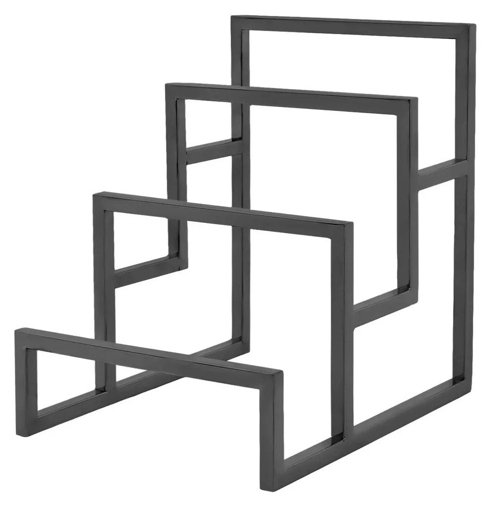 Étagère escalier pour portefeuilles et maroquinerie en métal noir mat