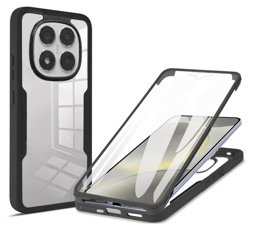 360° Grad Hülle für Xiaomi Redmi Note 14 Pro 5G / Redmi Note 14 Pro+ vollschutz Integriertem Displayschutz in Schwarz
