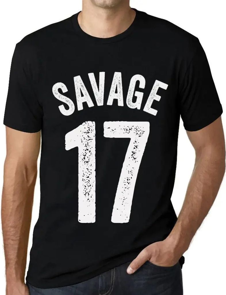 Herren Grafik T-Shirt Savage 17 Geschenk 17. Geburtstag Jahrestag 17 Jahre Jubiläum 17 Jährige Mann Jahrgang 2007 Kurzarm Lustige Druck