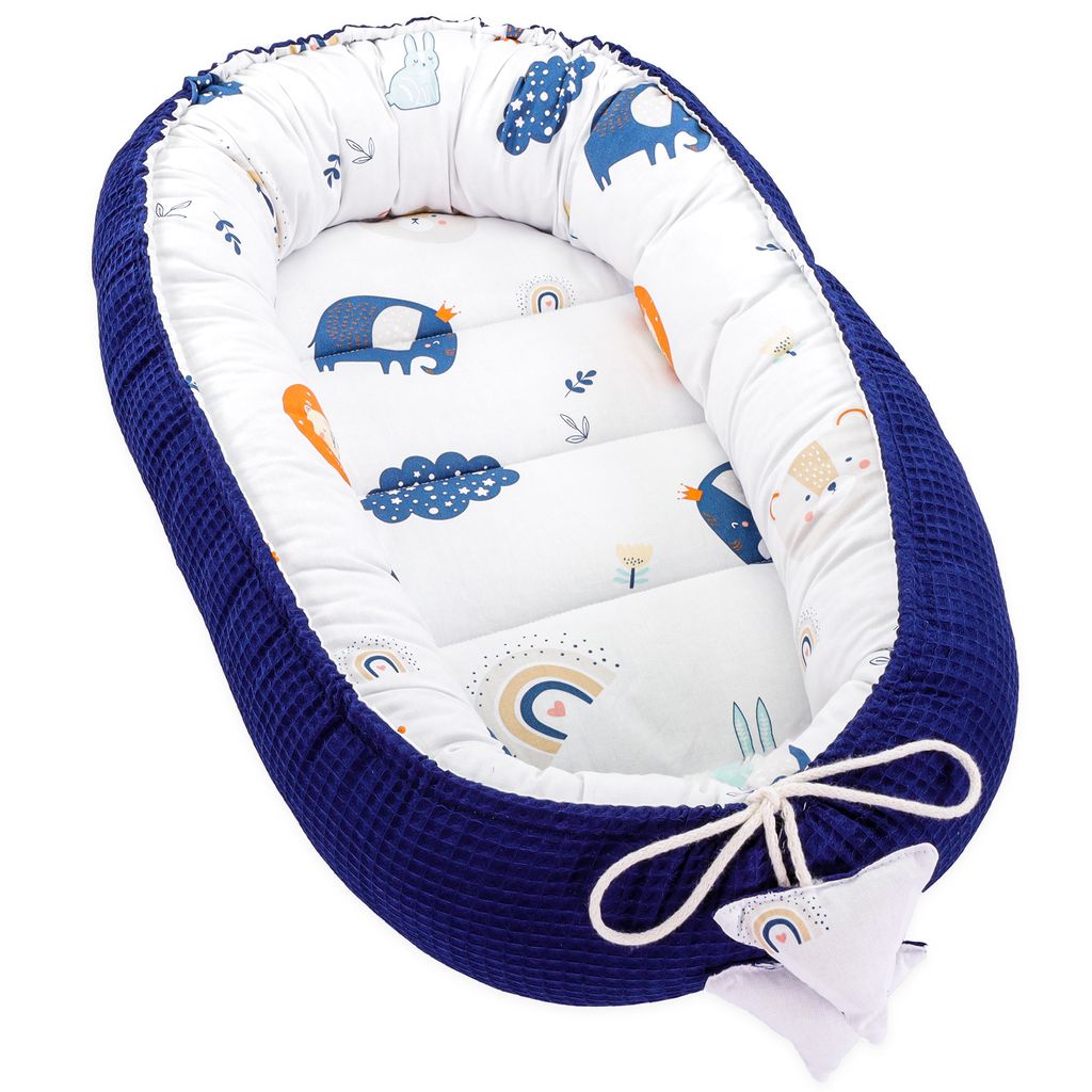 Babynest Neugeborene Nestchen Baby - Kokon Handmade zweiseitig aus  Baumwolle Grau-Weiss – Totsy Baby