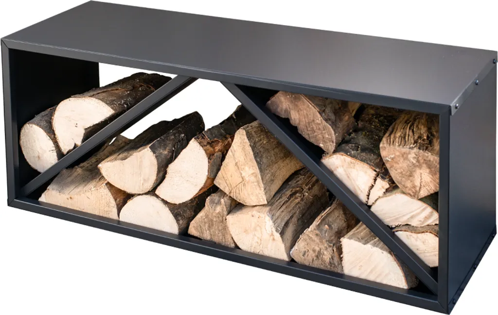 Range-bûches vertical Westmann Adam L en métal noir 104x35x40 cm