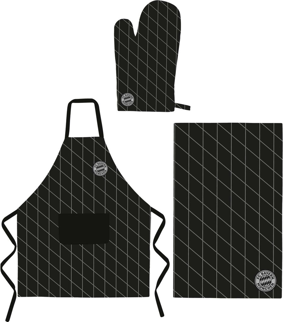 FC Bayern München Grill-Set 3-teilig mit Grillschürze, Produktbild 