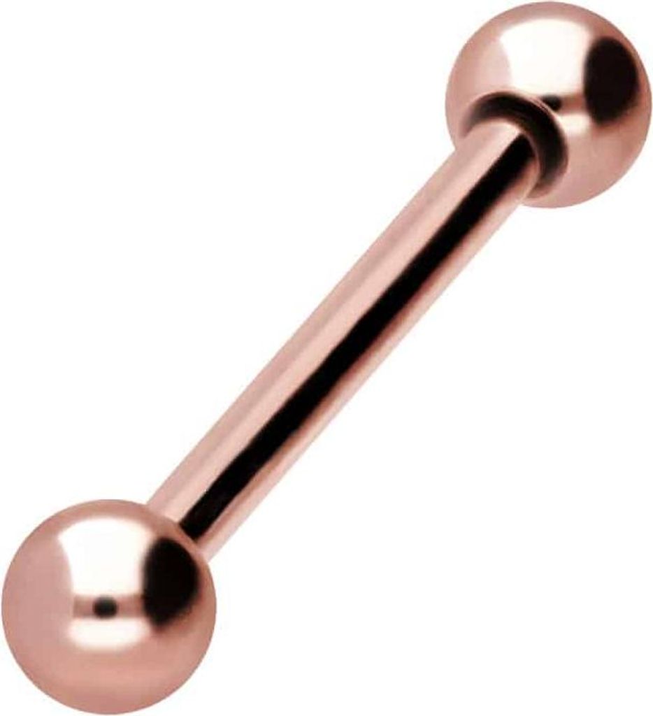 Zungenpiercing, Intim-Piercing Titan Barbell RoséGold Stablänge: 12mm + Stabstärke: 1,2mm + Kugelgröße: 3mm