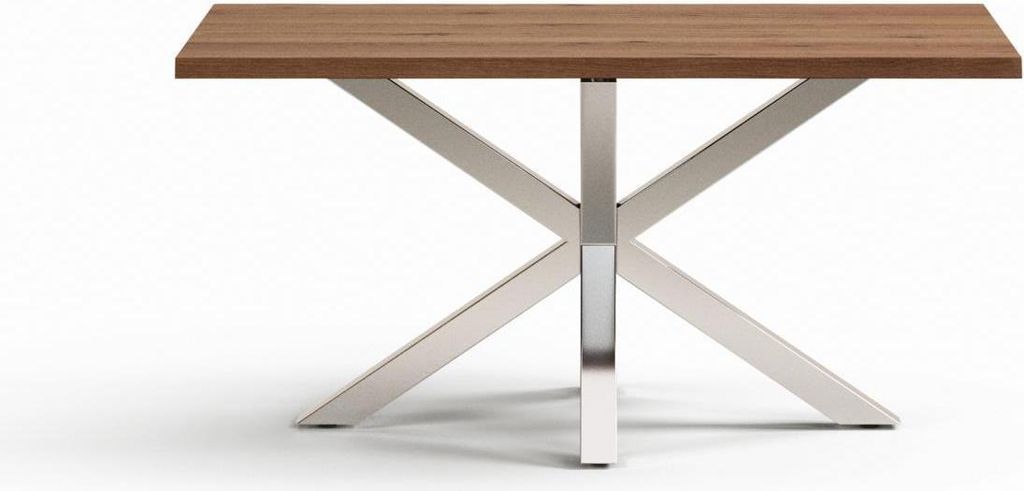 Tisch Argo 160 x 90 x 75 cm MDF Eiche Edelstahl Natur Silber.