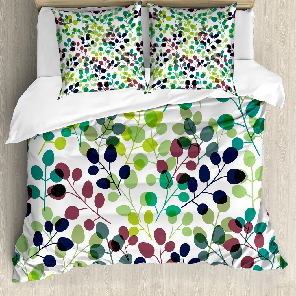 ABAKUHAUS Copripiumino naturale, Le stagioni con la natura, Antiacaro, Adatto a chi soffre di allergie, con federe, 200 cm x 200 cm - 80 x 80 cm, Multicolore
