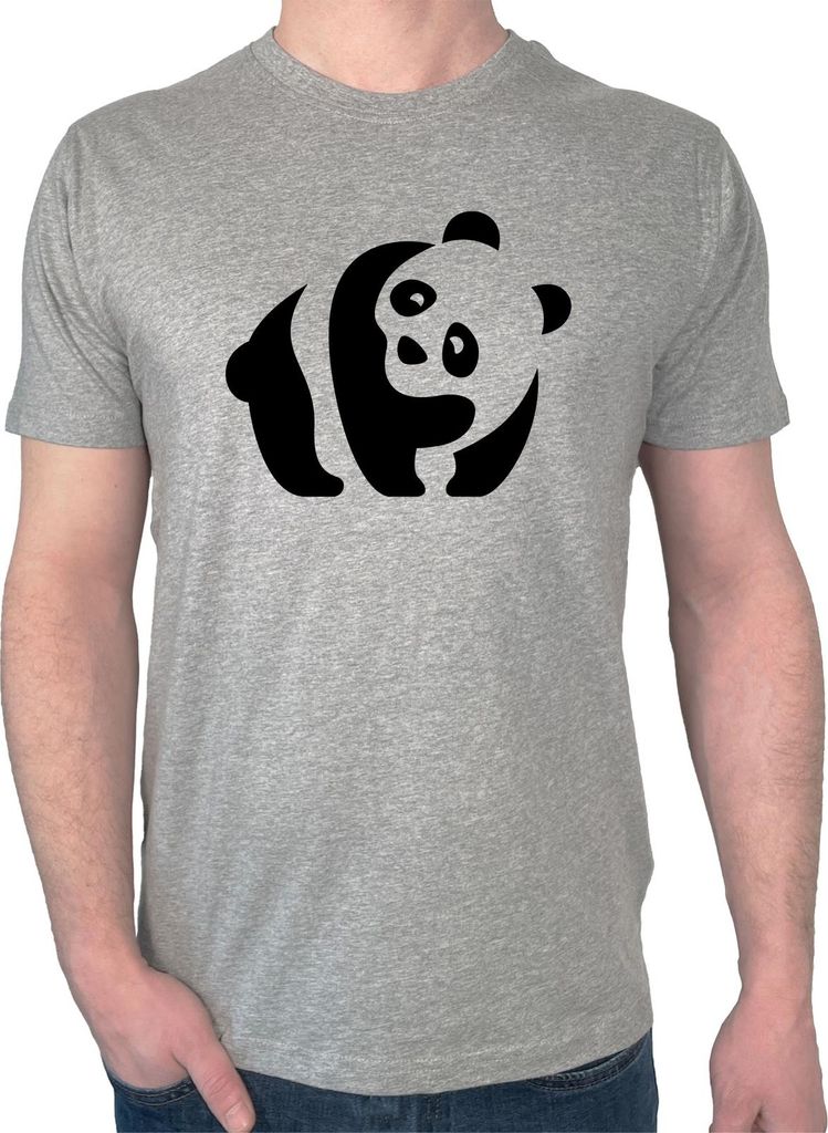 Huuraa Herren T-Shirt Panda Silhouette XL Sport Grey Bio Baumwolle Fairtrade Herrenshirt Geschenkidee