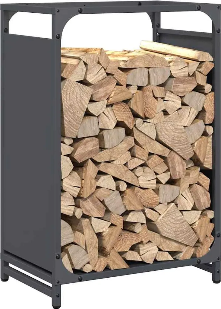 Range-bûches intérieur anthracite 44x28x65 cm robuste en acier pur - 4