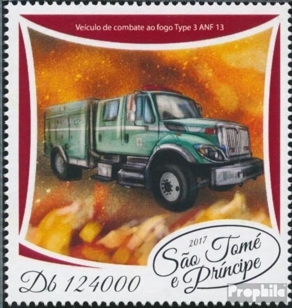 Briefmarken Sao Tome e Principe 2017 Mi 7462 (kompl. Ausgabe) postfrisch Feuerwehrfahrzeuge