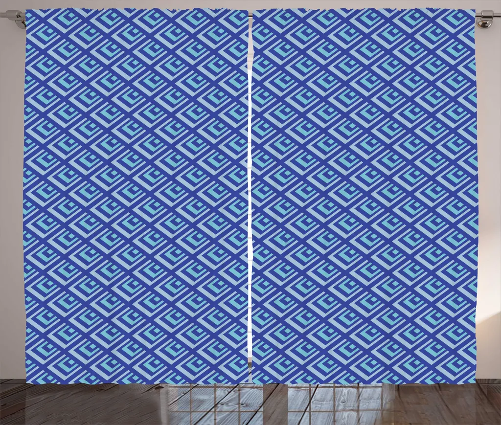 Rideaux universels à boucles et crochets bleus 280x225 cm style rustique