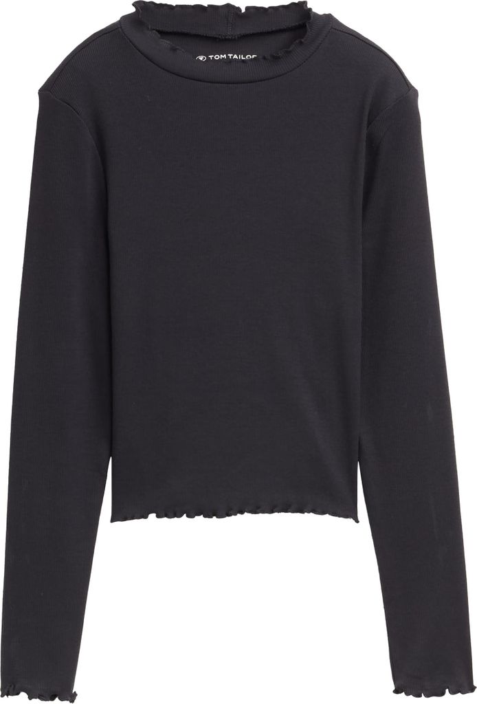 Cropped Langarmshirt mit Rippstruktur