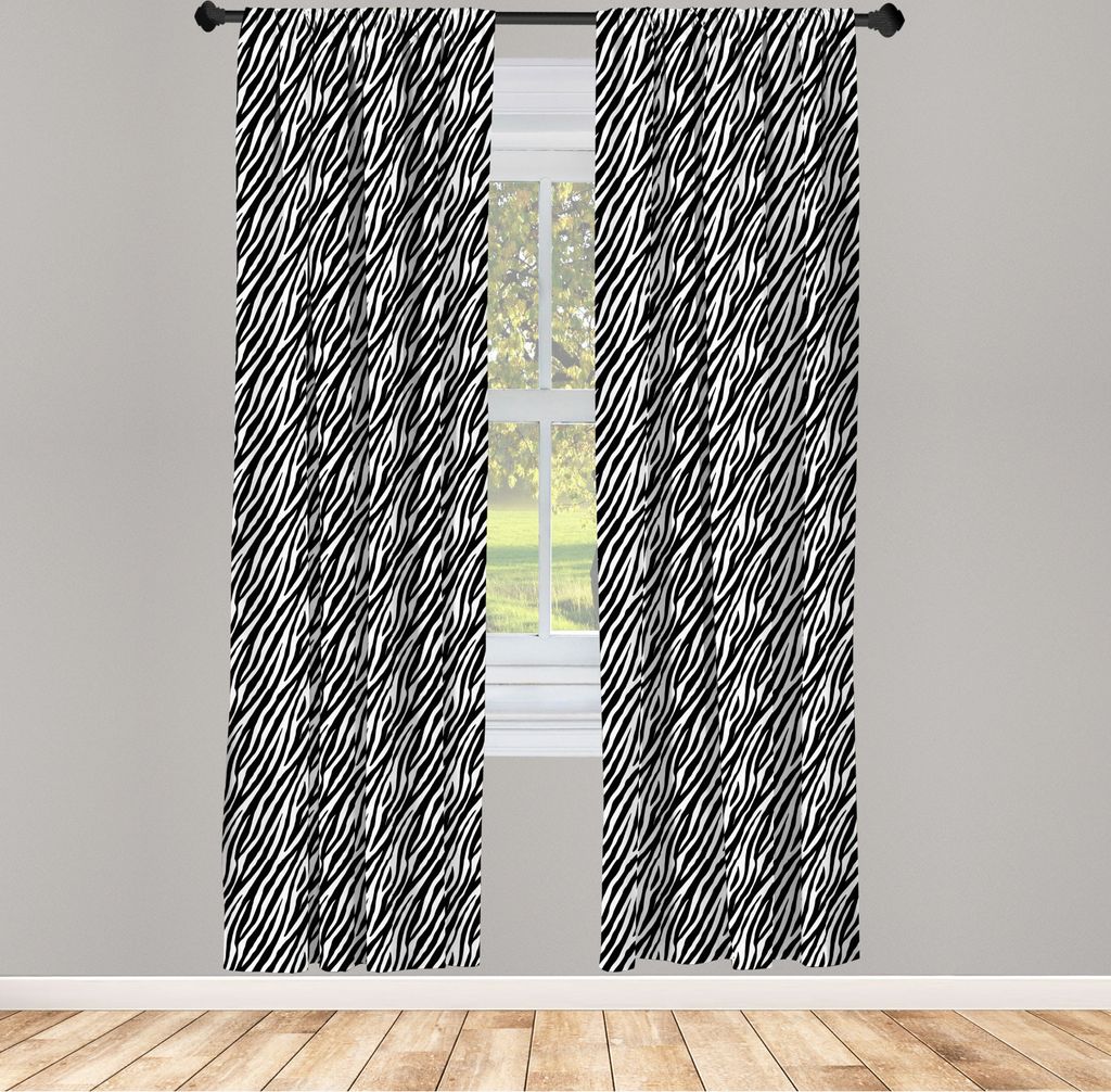ABAKUHAUS Zebra-Druck Vorhänge, Gardinen, Repeating Zebra-Haut-Verzierung afrikanische Dschungel Savage Animal Safari, 2 Stück 75 x 245 cm, , Cha...