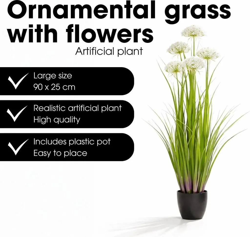 Plante Artificielle Gazon Angélique H90 cm pour Décoration d'Intérieur - 8