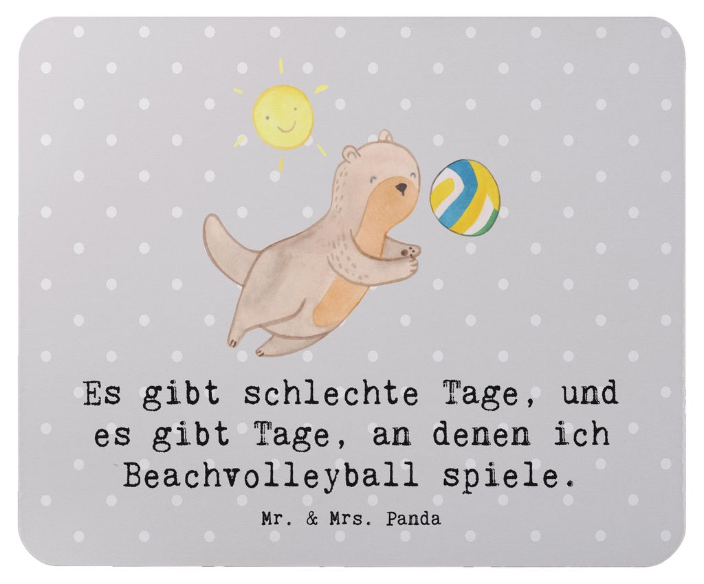 Mr. & Mrs. Panda Mousepad Otter Beachvolleyball - Grau Pastell - Geschenk, mausteppich, Ballsport, laptop, Volleyball, Mouse Pad, Volleyballturnier...