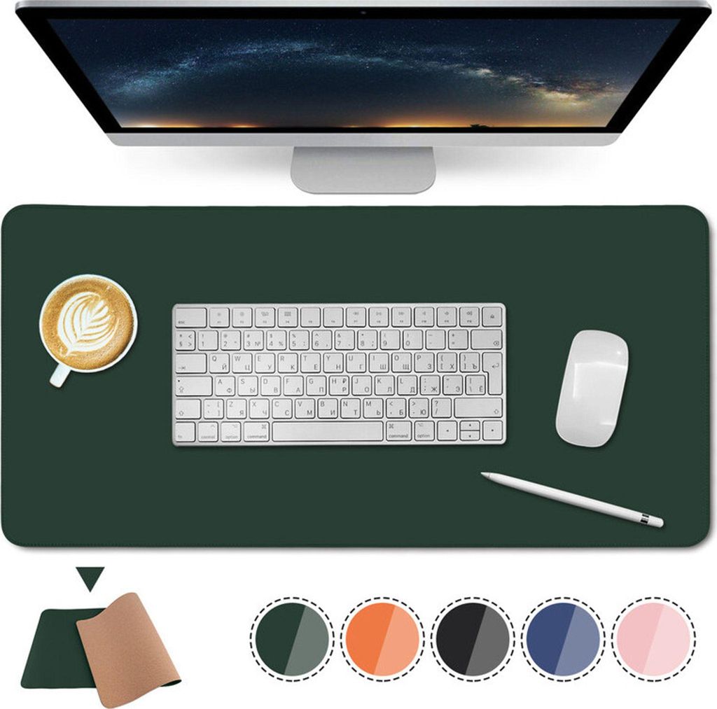 Schreibtischunterlage Umweltfreundliche doppelseitige Büro-Schreibtischmatte aus Naturkork und Leder Mauspad 60 * 30 cm / Dunkelgrün