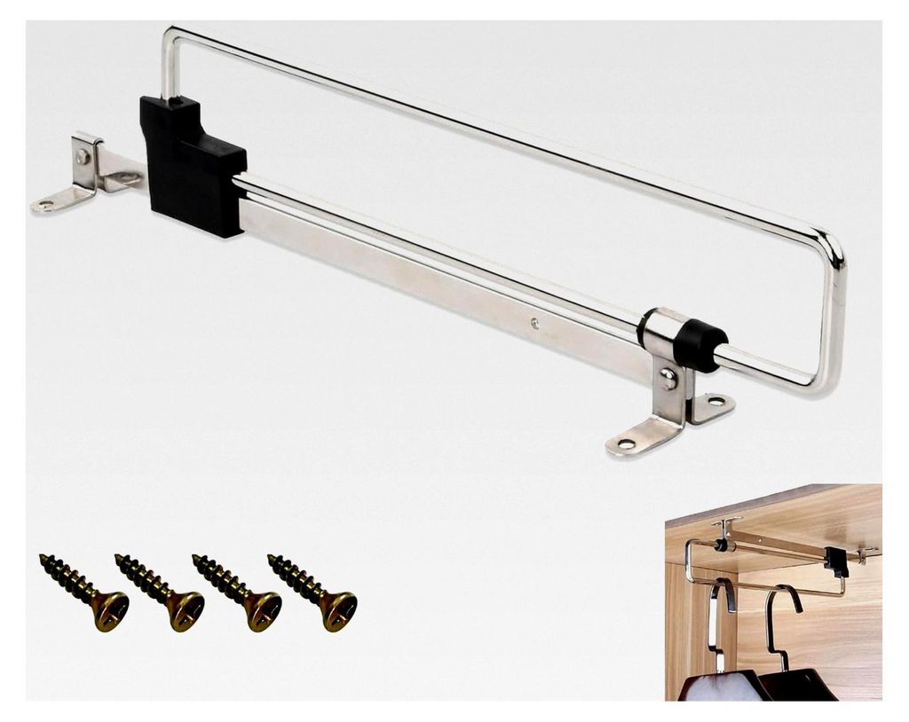 Verstellbare Kleiderstange, 25 cm ausziehbar, Edelstahl Schrankstange, für Schränke und Lagerbereiche