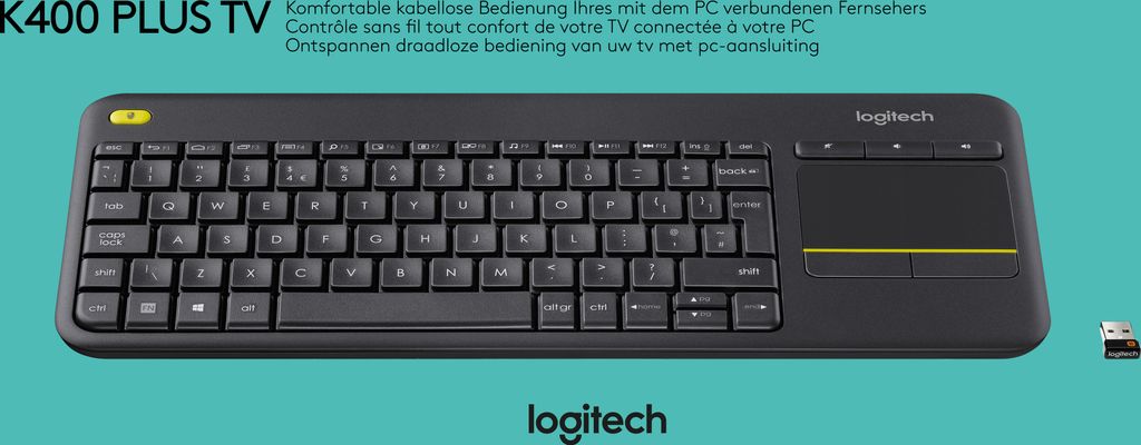 Bezprzewodowa klawiatura dotykowa Logitech K400 Plus czarna Zdjęcie produktu 9