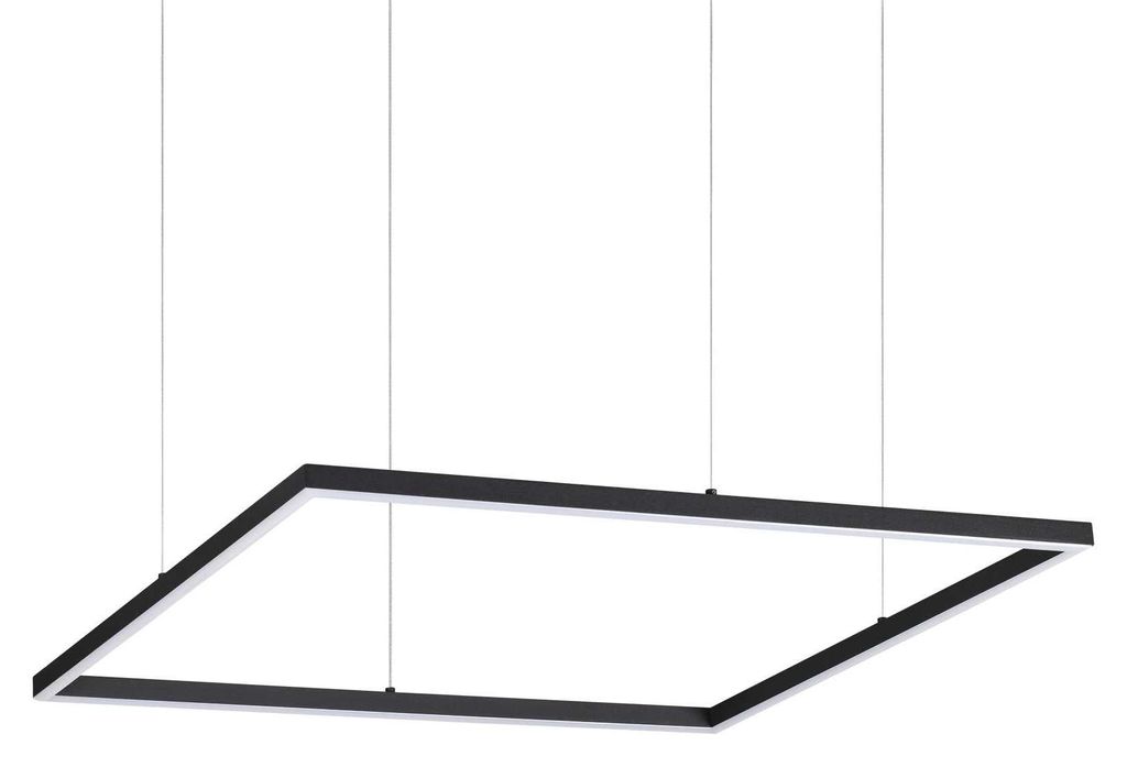 Moderne Aufhängung Quadratisches Orakel Aluminium-Kunststoff Schwarz Led 41W 3000K D70Cm