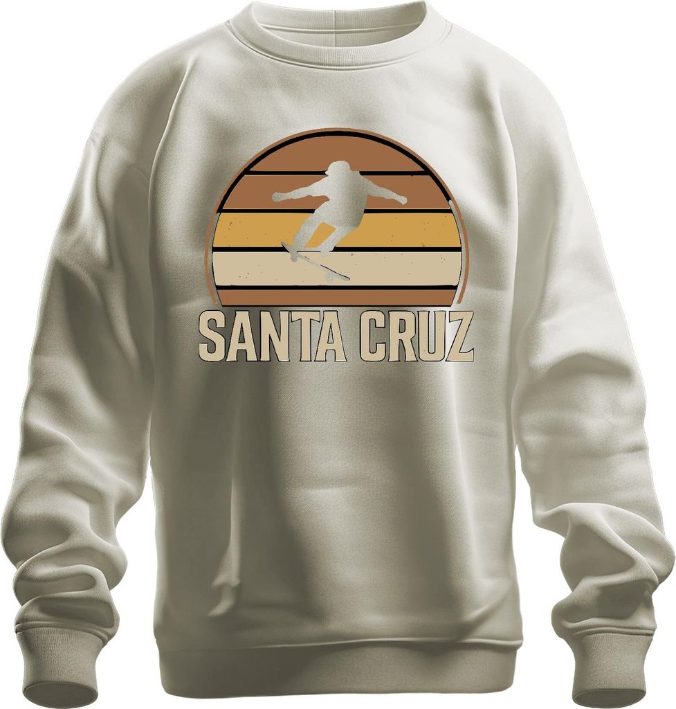 Santa Cruz Skateboard Retro Skater Vintage Sunset Surfer Cali Uni Sweatshirt Pullover, Natur, XXL