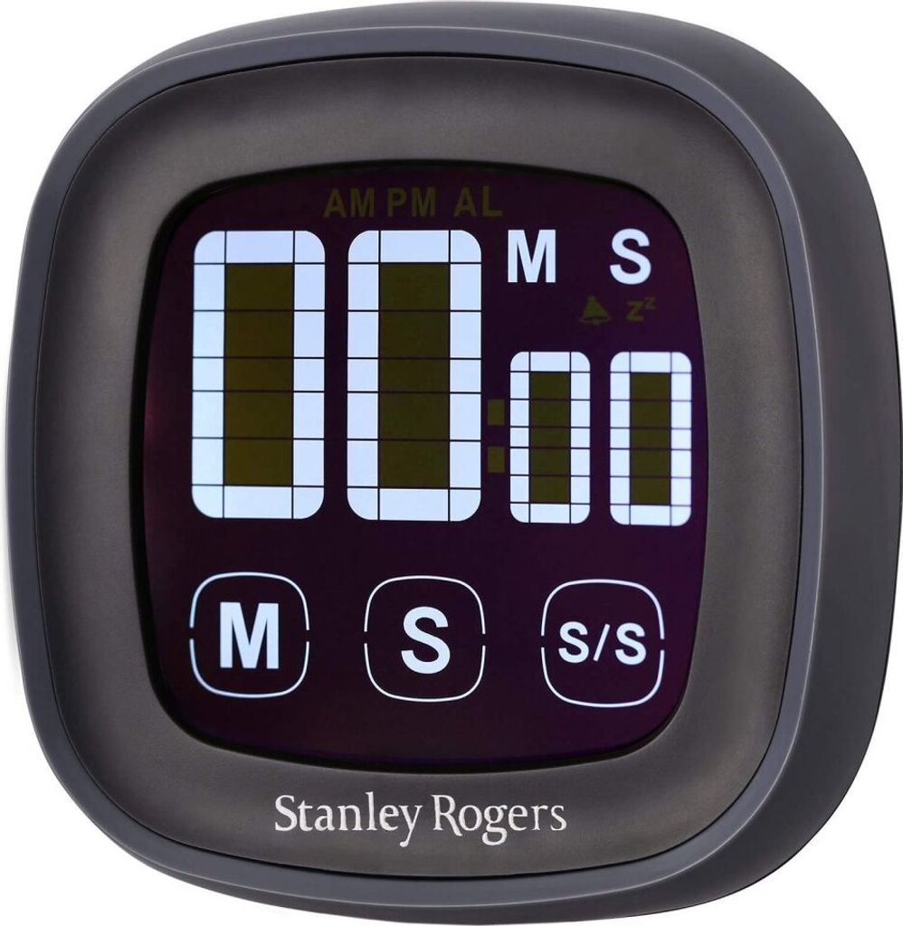 Stanley Rogers LED-Touch-Kurzzeitwecker, Timer mit beleuchtetem LED Touch Display, magnetischer Küchenwecker, digitaler Küchentimer (Farbe: Schwa...