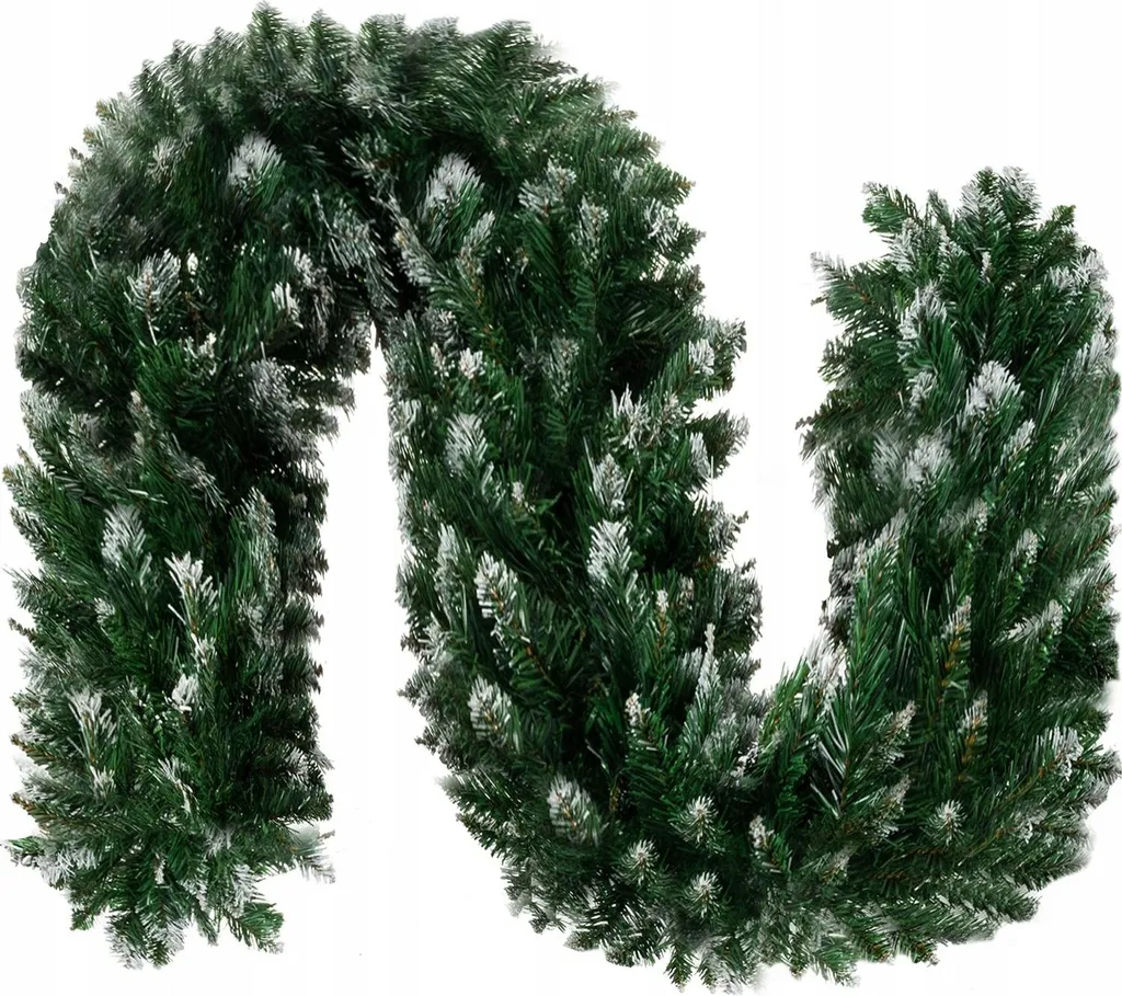Guirlande de sapin de Noël enneigé 2,7 m pour rampe escalier et salon