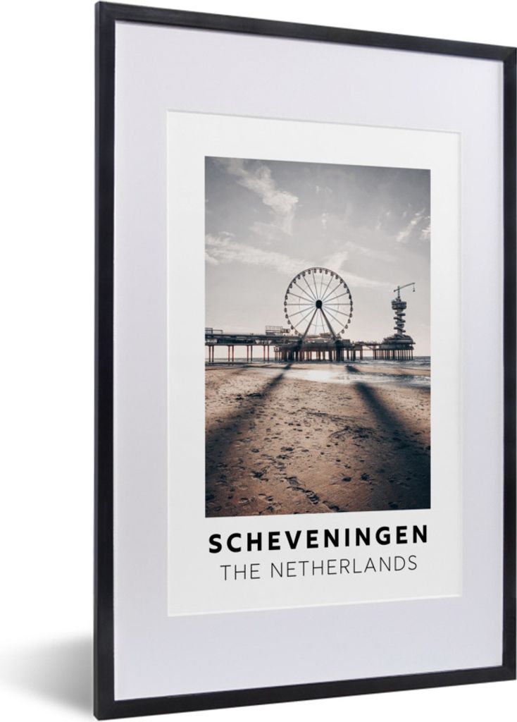MuchoWow Gerahmtes Poster Niederlande - Scheveningen - Reuzenrad 40x60 cm - Poster mit Schwarzem Bilderrahmen Wandposter Rahmen Foto Bilder - Pos...