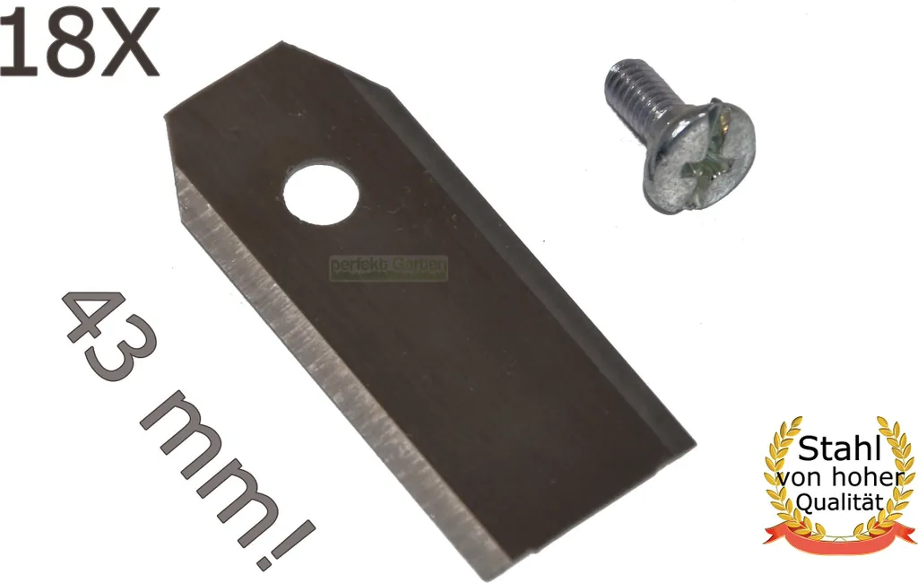 18 X 4,3CM lame in acciaio inox per McCulloch: ROB R600, R1000 / FLYMO 1200R robot rasaerba