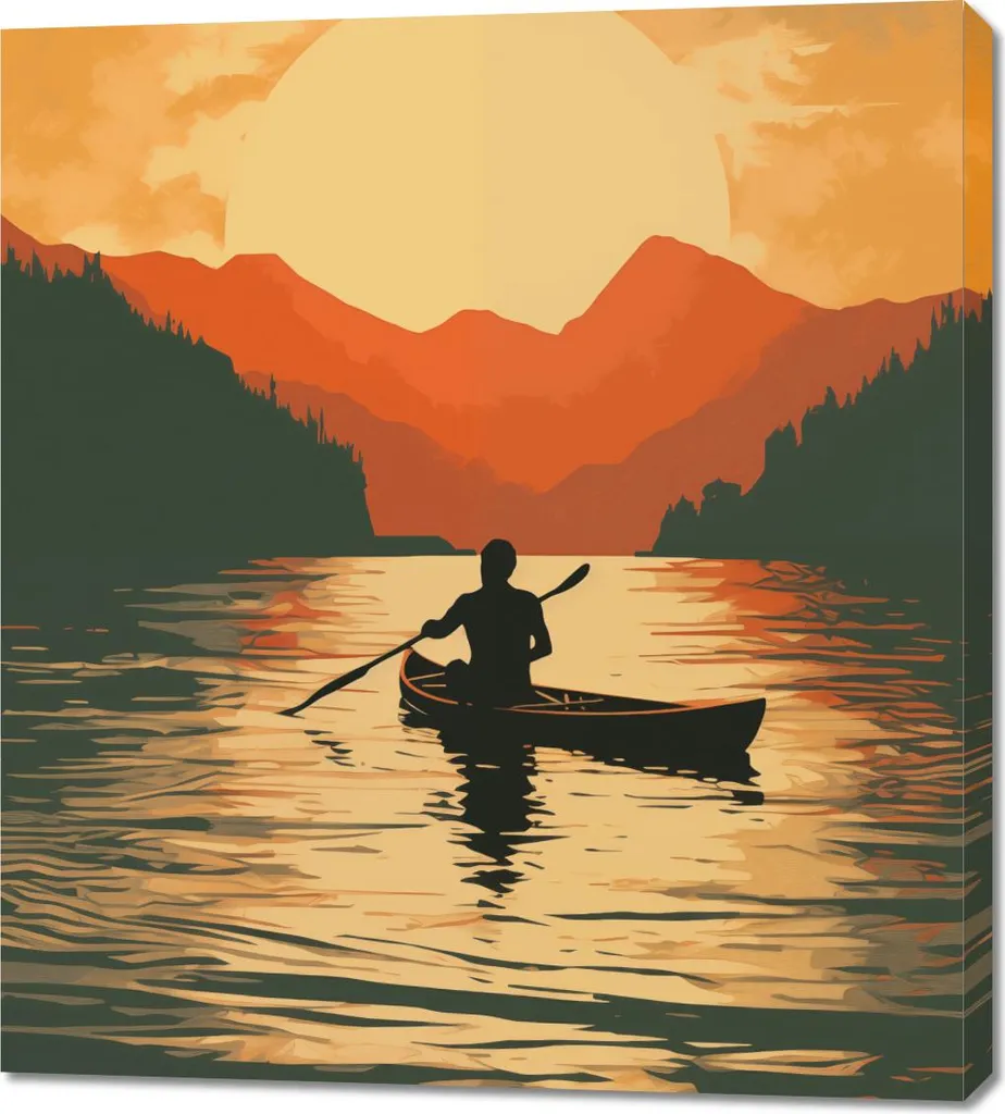 Quadro 90x100 cm Remare al Tramonto | Tela Canvas Alta Qualità Arredo