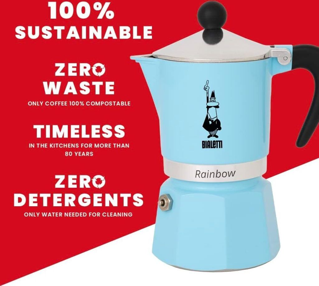 BIALETTI Rainbow Espressokocher blau, 3 Tassen Produktbild