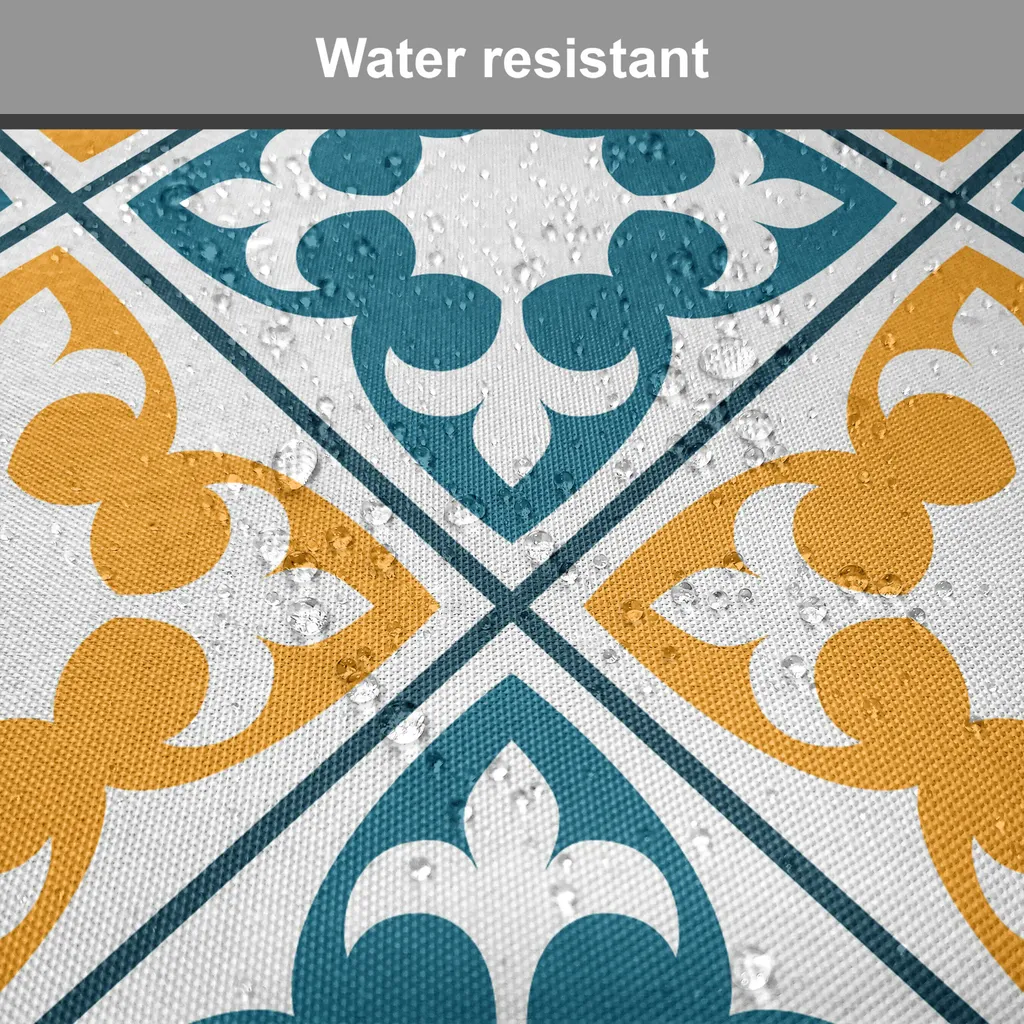 ABAKUHAUS Cuscini marocchini per sedie da sala da pranzo, stile azulejo spagnolo, cuscini decorativi impermeabili con cinturini per sedie da cucina, 40 cm x 40 cm, confezione da 4, verde acqua, calendula, bianco - 2