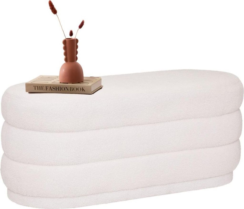 "MISOU Teddy Bank Teddy Poef Hocker Lockenkopf Stoff 100x40cm"