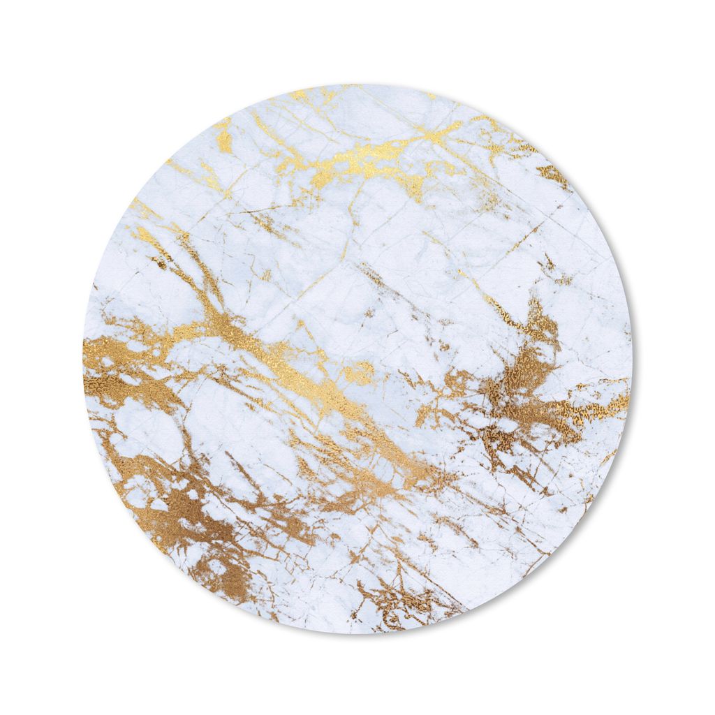 MuchoWow Mauspad Mousepad Marmor - Gold - Weiß 50x50 cm - Mousepads - Maus Mat - Pad - Mausunterlage - Vinyl