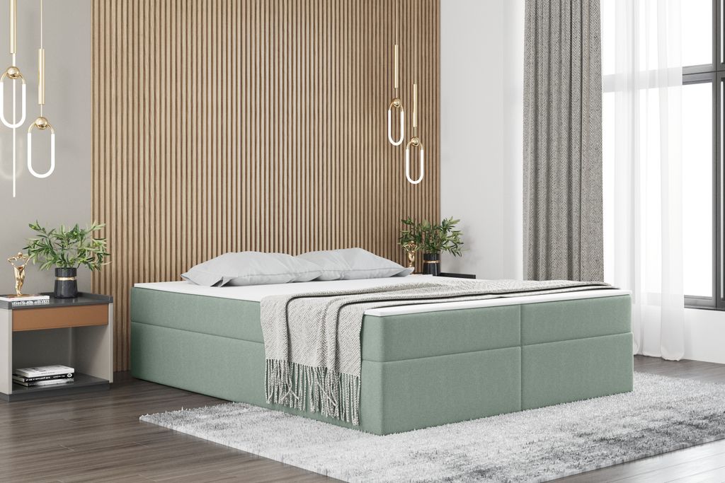 Kaiser Möbel Boxspringbett mit bettkasten matratze topper Ruben 140 cm x 200 cm Mintz