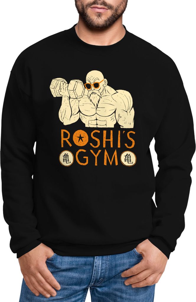 Sweatshirt Herren Roshis Gym Dragonball Bodybuilding Training Moonworks schwarz M