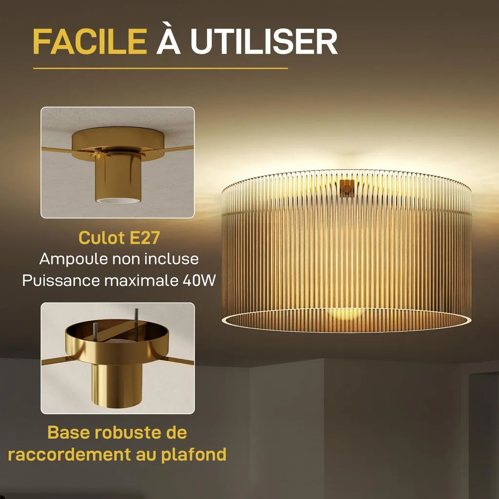 Lustre plafonnier LED E27 design transparent pour salle à manger - 7