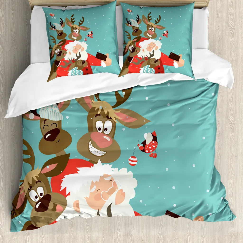 Housse de couette anti-acariens Père Noël 155x220 pour personnes allergiques