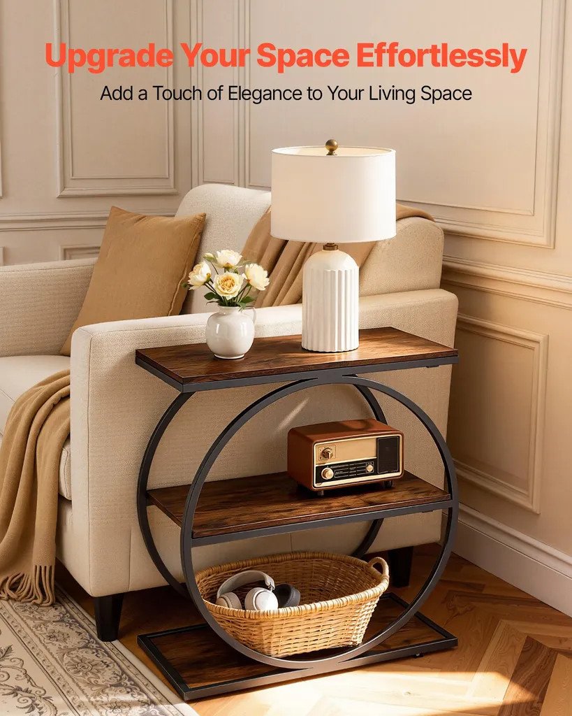 Table de Rangement Étroite pour Petits Espaces avec 3 Plateaux Ouverts