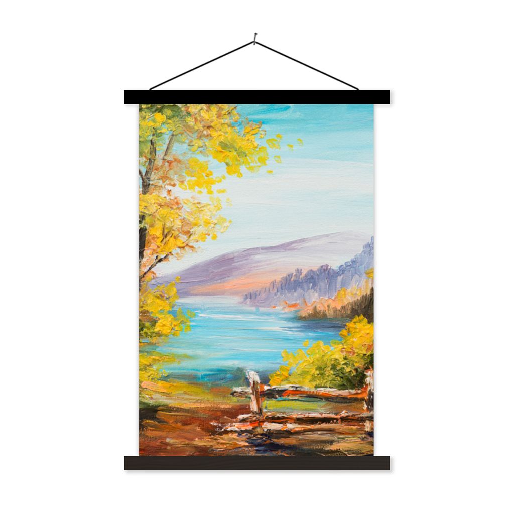 MuchoWow Textilposter Malerei - Ölgemälde - Pflanzen - Natur 40x60 cm mit schwarzem Rahmen - Wanddekorationen