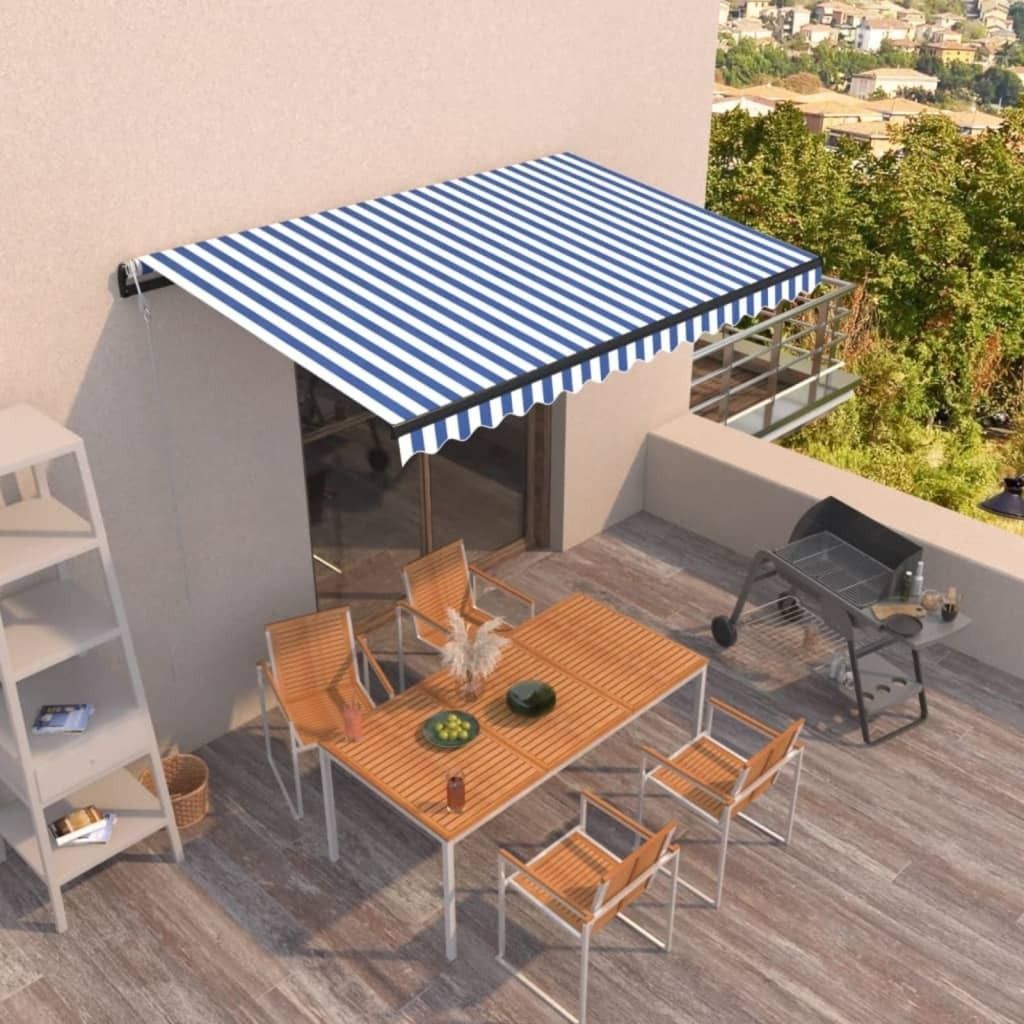 Gelenkarmmarkise Automatisch 400x350 cm Blau und Weiß , Markisen Design 2024