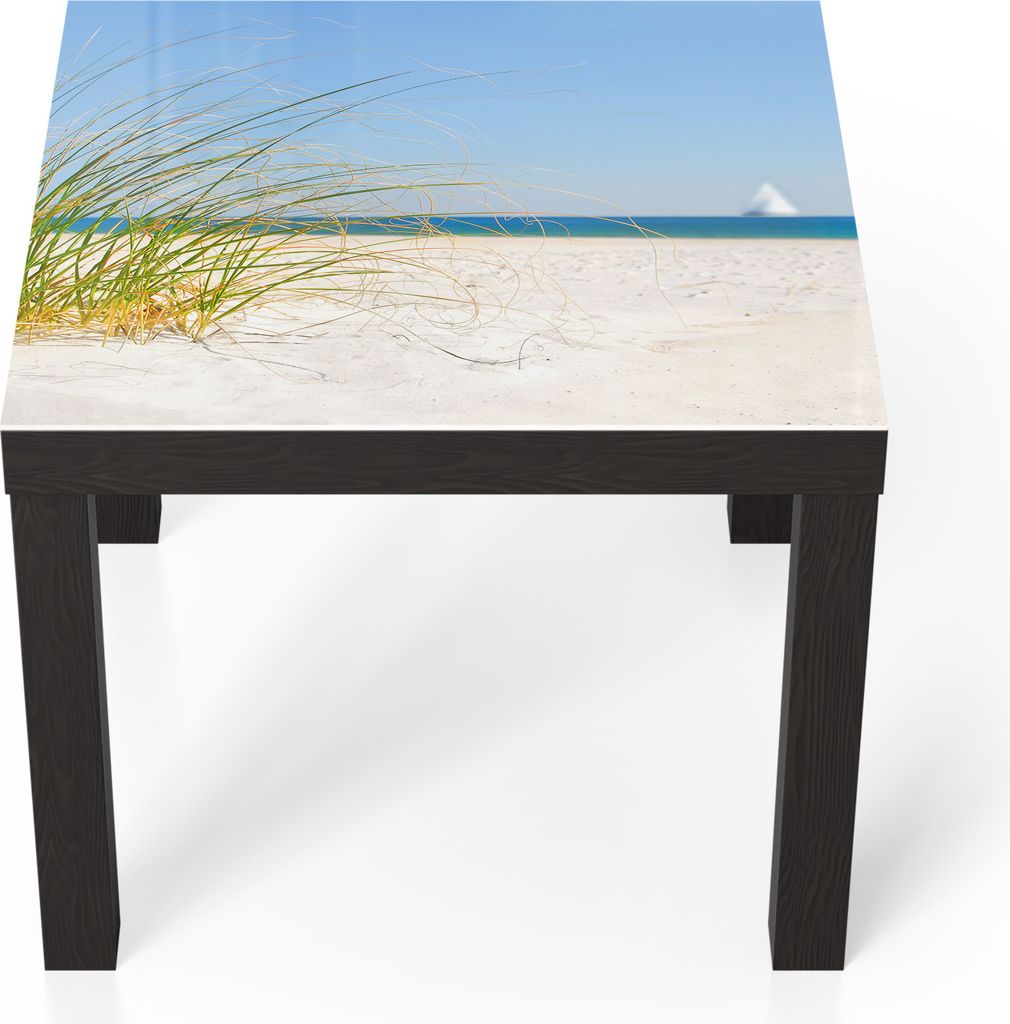 DEQORI Couchtisch 55x55 cm Schwarz 'Meeresweite Stille' Glas Beistelltisch Glastisch modern