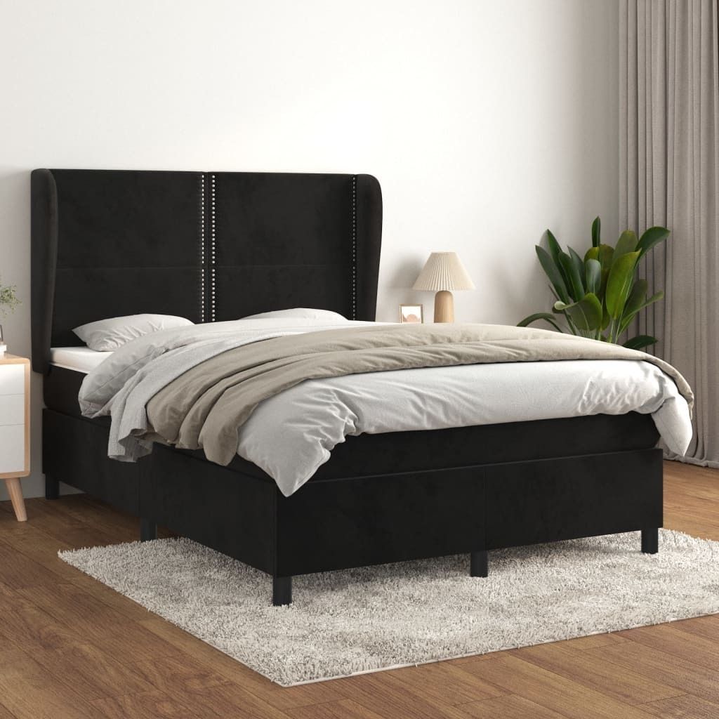 Maison Exclusive - Boxspringbett mit Matratze Schwarz 140x190 cm Samt