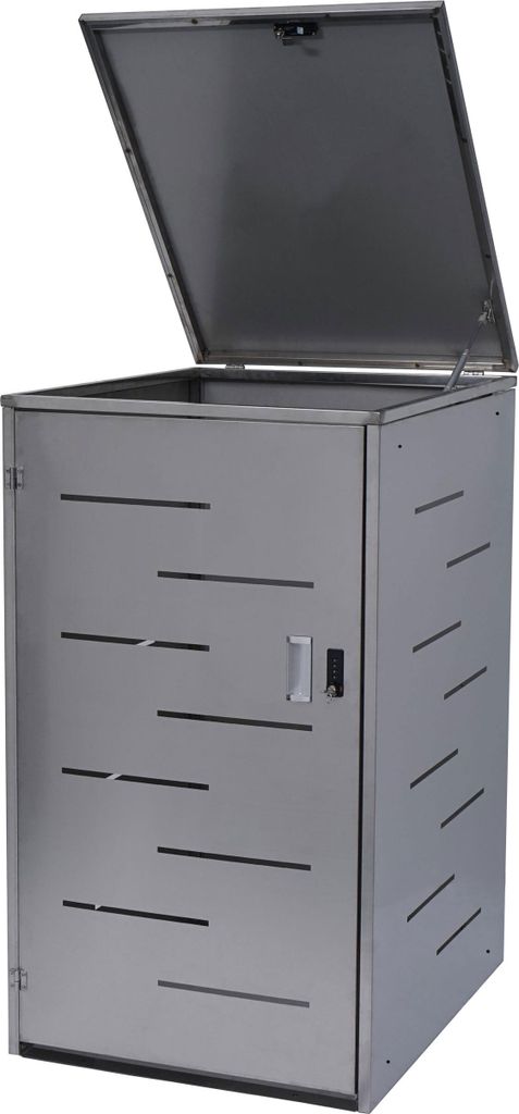 Mülltonnenverkleidung HWC-E83, Mülltonnenbox Mülltonnenabdeckung, erweiterbar 117x66x80cm Edelstahl 30kg