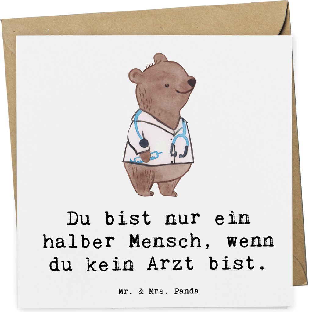Mr. & Mrs. Panda Klappkarte Arzt Herz - Weiß - Geschenk, Glückwunschkarte, Grußkarte, doppelkarte, anlasskarte, Arztpraxis, Doktor, faltkarte, K...