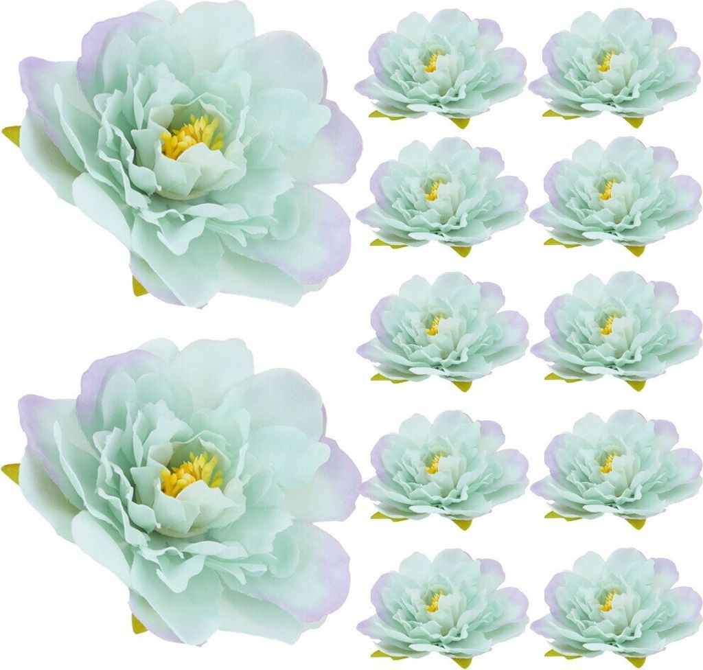 Dekolo Künstliche Blumen Blütenköpfe Pflanzen Deko Pfingstrosen für die Hochzeit Mintgrün 7cm