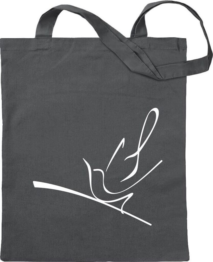 Kiwistar - Baumwolltasche - stahlgrau - Vogel - Tragetasche Stoffbeutel Umhängetasche langer Henkel