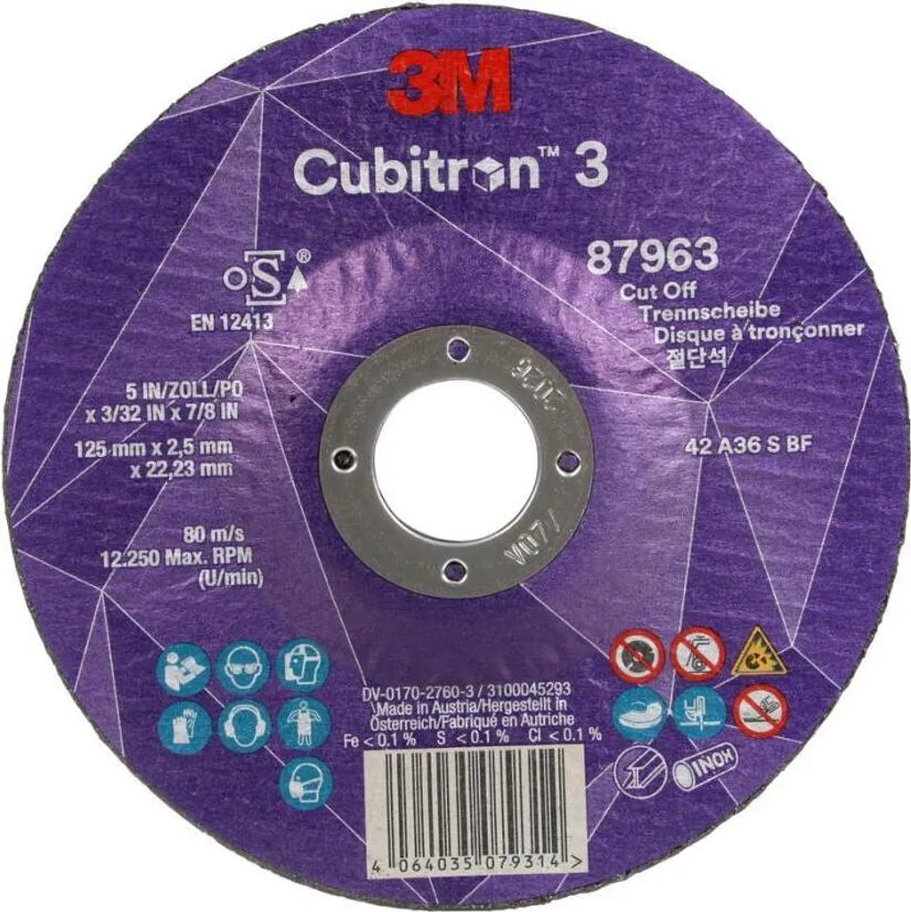 Disque de tronçonnage pour acier 125mm 3M Cubitron III 87963 T42 36+