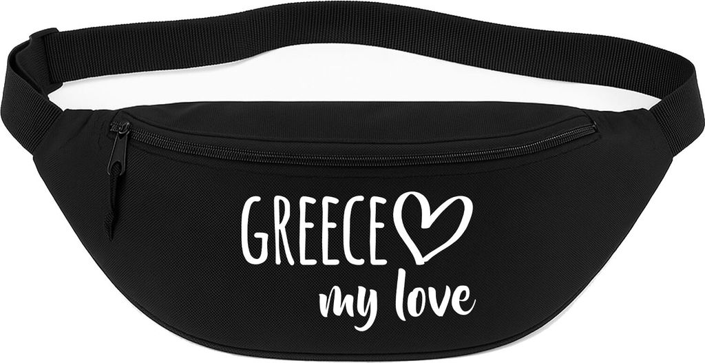 Huuraa Bauchtasche Greece my love 2,5 Liter Black Polyester Crossbody Bag Geschenkidee