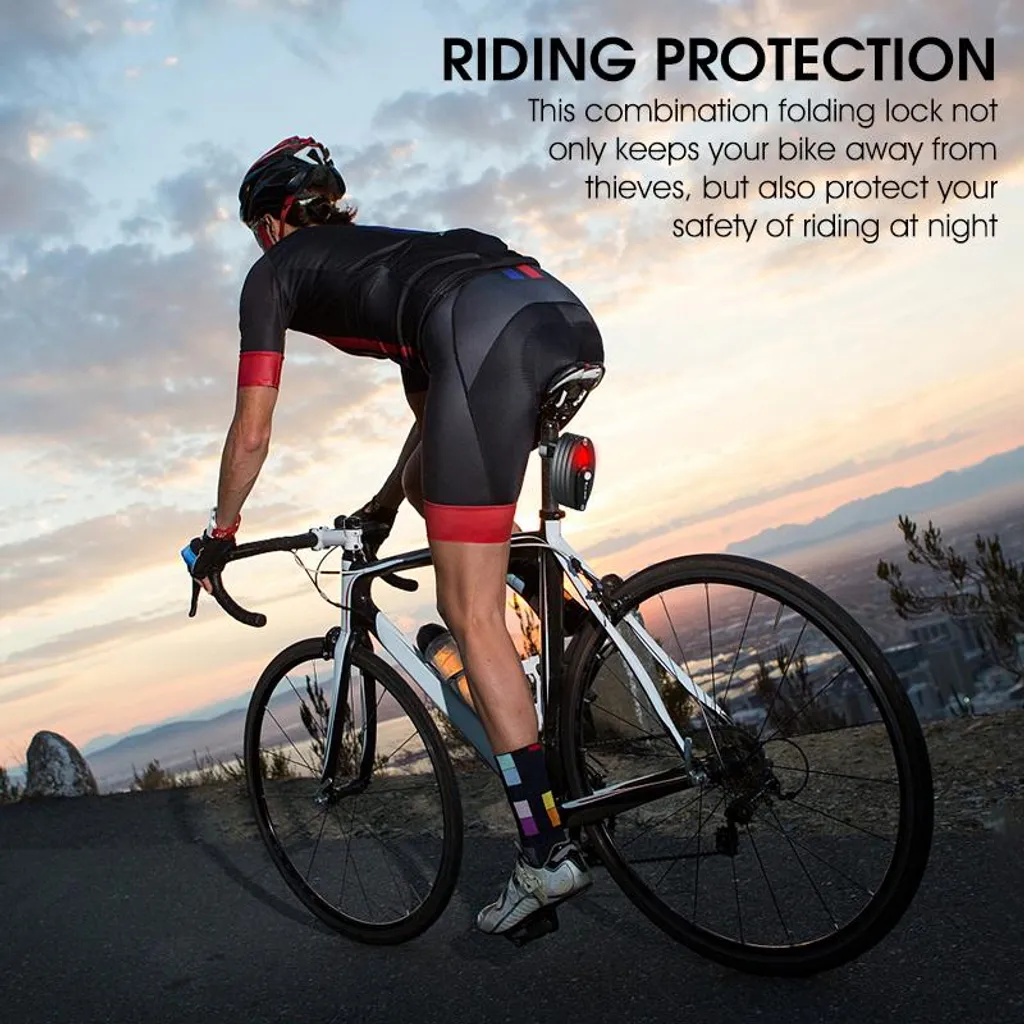 Cadenas vélo pliable portable en acier robuste avec code de sécurité - 5