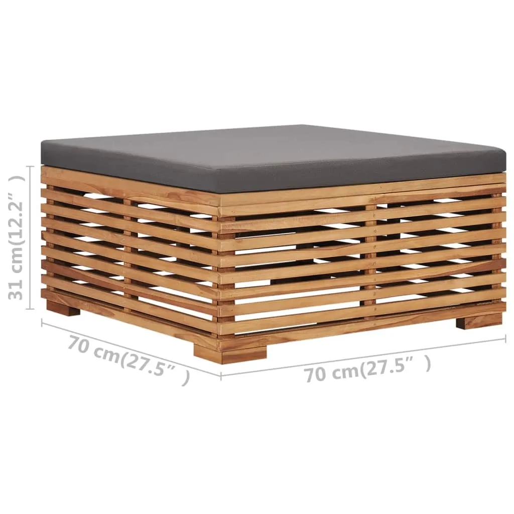 Ensemble Table Basse et Repose-pied en Teck Massif, Coussin Anthracite - 10